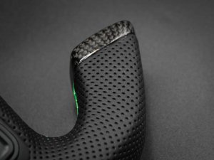 Jeep Wrangler JL Custom Steering Wheel - Carbon Fiber - F1 Style - Flat Bottom - Alcantara/ Green Stitch